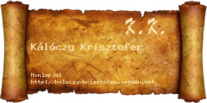 Kálóczy Krisztofer névjegykártya